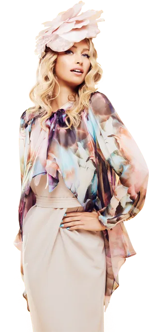 Elegant Floral Fashion Model Pose