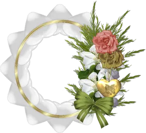 Elegant Floral Framewith Roseand Heart Pendant PNG image