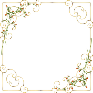 Elegant Floral Gold Border Design PNG image