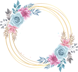 Elegant Floral Gold Circle Frame PNG image