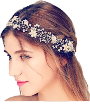 Elegant Floral Headband Girl PNG image