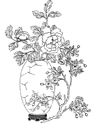 Elegant Floral Sketchin Vase
