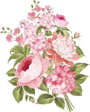 Elegant Floral Vector Arrangement PNG image
