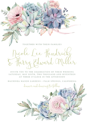Elegant Floral Wedding Invitation PNG image