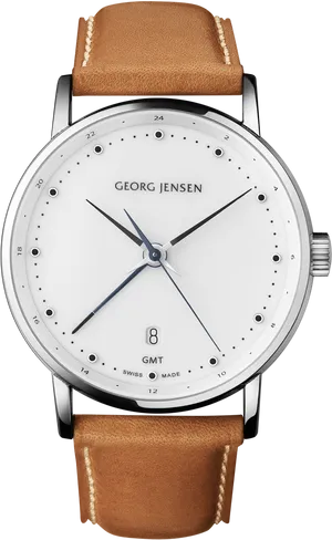 Elegant Georg Jensen G M T Wristwatch PNG image