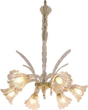 Elegant Glass Chandelier Illuminated PNG image