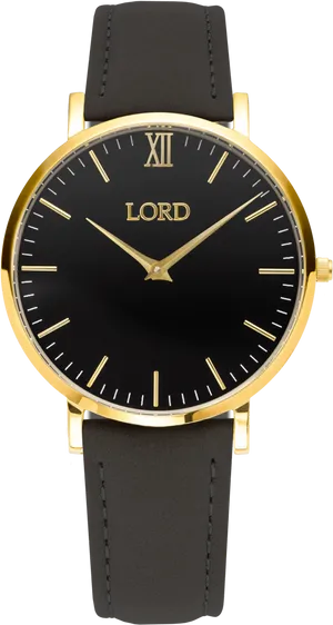 Elegant Gold Black Wristwatch PNG image