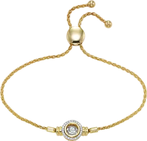 Elegant Gold Braceletwith Diamond Centerpiece PNG image