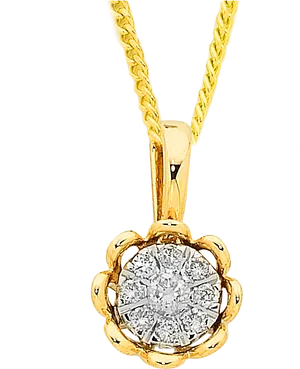 Elegant Gold Diamond Pendant PNG