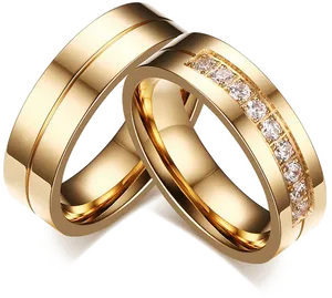 Elegant Gold Diamond Wedding Rings