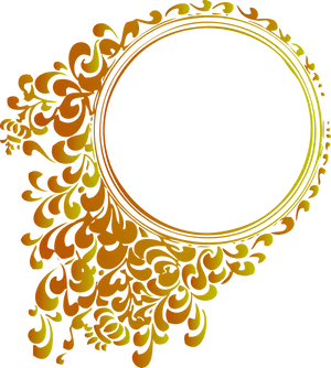 Elegant Gold Floral Circle Frame PNG image