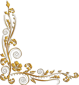 Elegant Gold Floral Design Corner Border PNG image