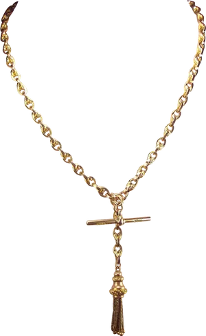 Elegant Gold Necklacewith Tassel Pendant PNG image