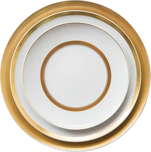 Elegant Gold Rimmed Dinner Plates PNG image