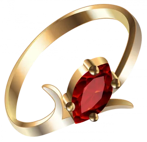 Elegant Gold Ringwith Red Gemstone PNG image