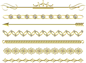 Elegant Golden Decorative Borders Set PNG image