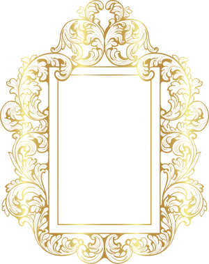 Elegant Golden Floral Frame PNG image