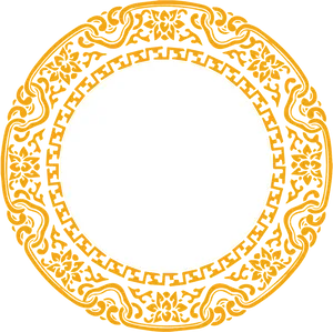 Elegant Golden Floral Frame PNG image