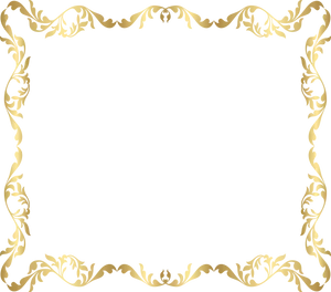 Elegant Golden Floral Frame PNG