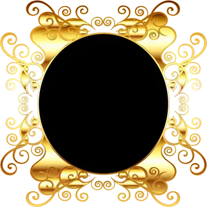 Elegant Golden Floral Frame PNG image