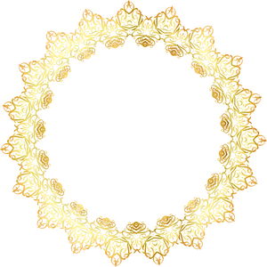 Elegant Golden Floral Frame PNG image