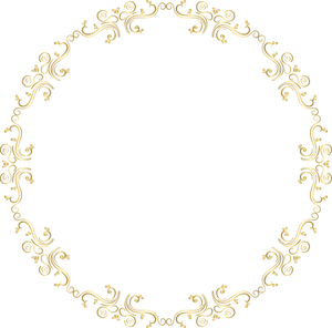 Elegant Golden Floral Round Frame PNG image