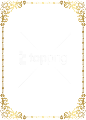 Elegant Golden Frameon Black Background PNG
