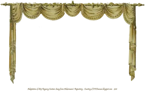 Elegant Golden Regency Curtains Design PNG image