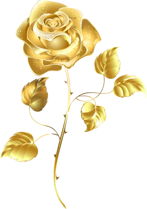Elegant Golden Rose Artwork PNG image