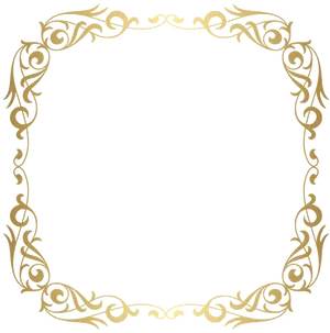 Elegant Golden Scrollwork Frame PNG image