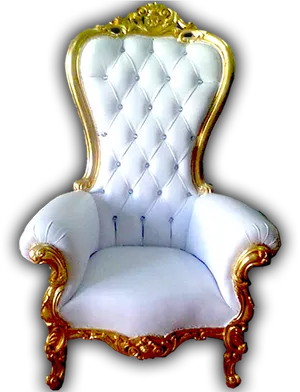 Elegant Golden White Throne Chair PNG image
