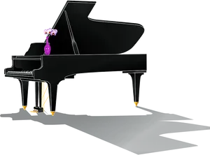 Elegant Grand Pianowith Orchid PNG image
