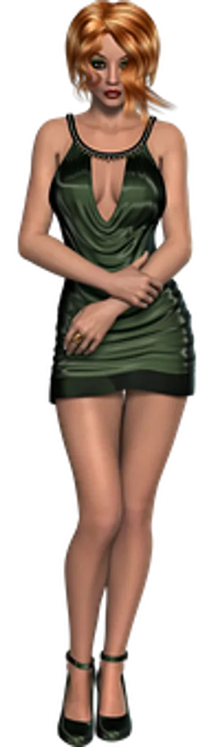 Elegant Green Dress3 D Model