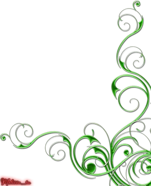 Elegant Green Floral Border Design PNG image