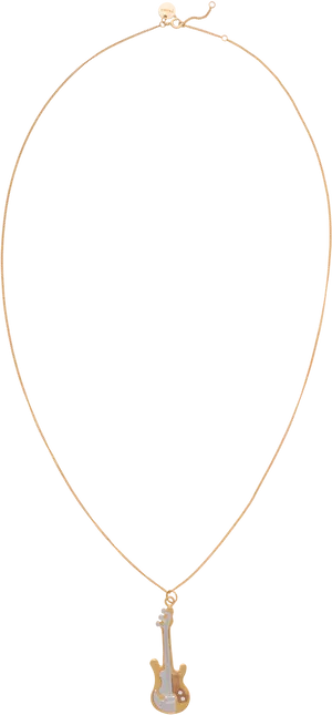 Elegant Guitar Pendant Diamond Necklace PNG image