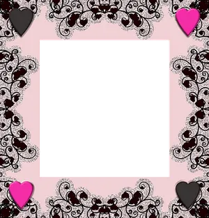 Elegant Heart Frame Pink Background PNG image
