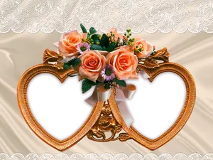 Elegant Heart Photo Framewith Roses PNG image