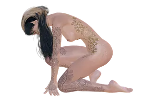 Elegant Henna Tattooed Woman