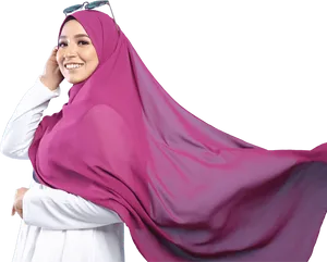 Elegant Hijab Flowing Fabric PNG image