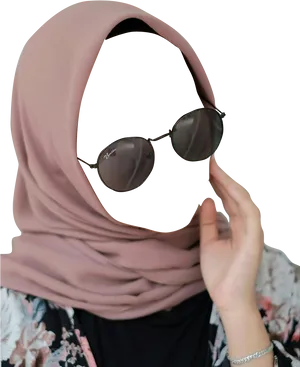 Elegant Hijabwith Sunglasses PNG image