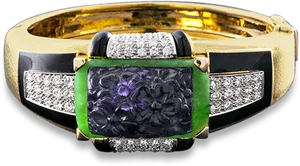 Elegant Jade Diamond Gold Bracelet PNG image