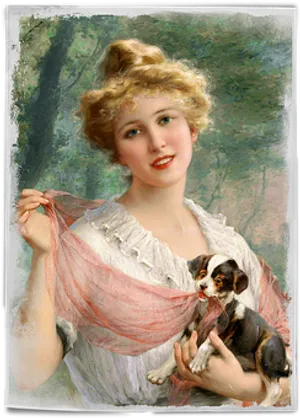 Elegant Ladywith Dog Vintage Portrait