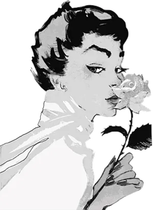 Elegant Ladywith Rose PNG image