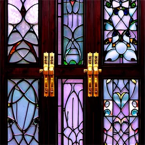 Elegant Leaded Glass Door PNG 65