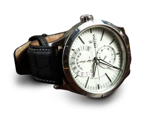 Elegant Leather Strap Watch PNG image