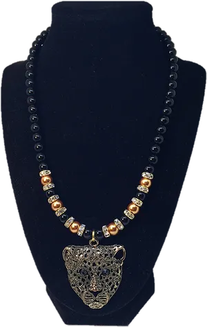 Elegant Leopard Pendant Necklace PNG image