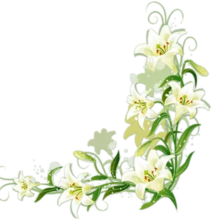 Elegant Lilies Floral Artwork PNG image