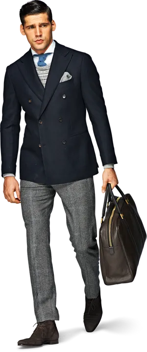 Elegant Manin Double Breasted Suit PNG image