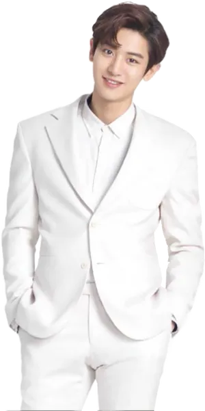 Elegant Manin White Suit PNG image