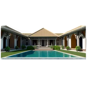 Elegant Mansion Courtyard PNG Njb94